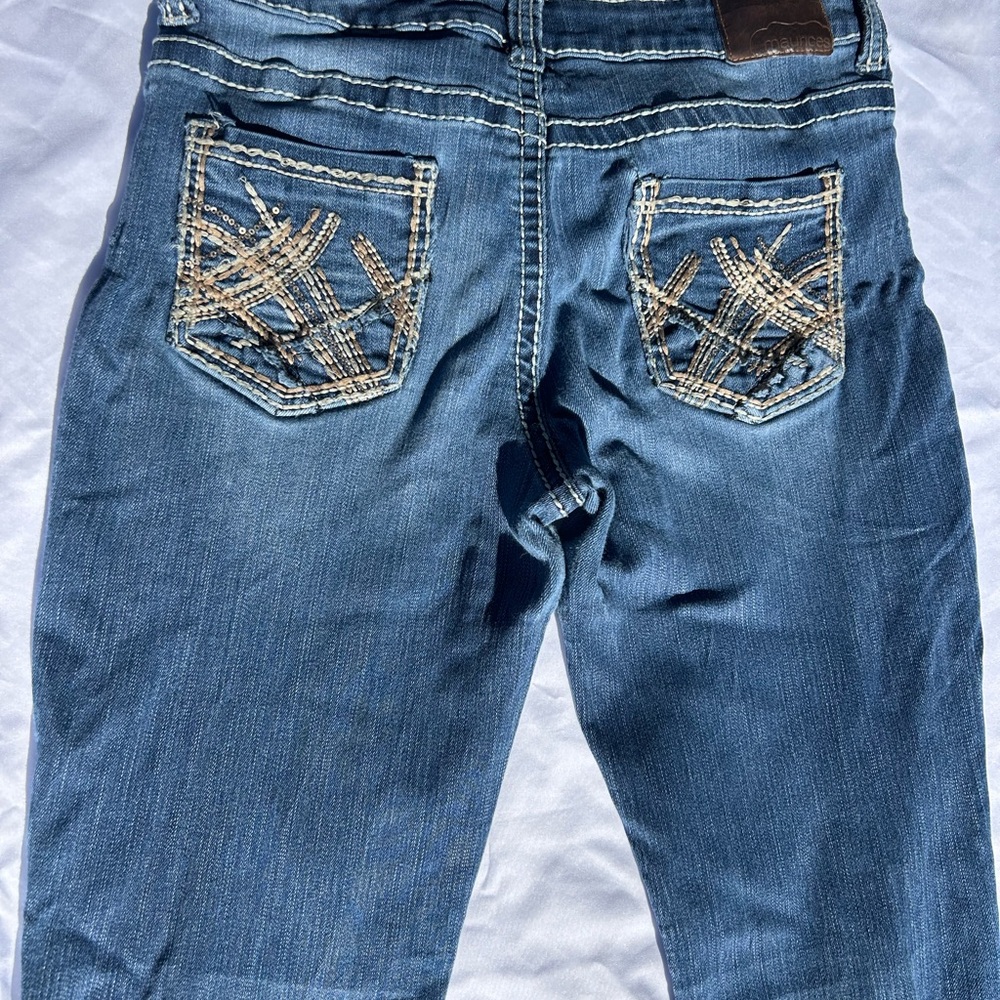 Maurices Denim Boot Cut Jeans with Beige Stitching